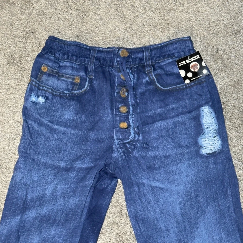 NWT Joe Boxer Men Blue Denim Print Pajama Pants Faux Distressed Lounge Sleepwear